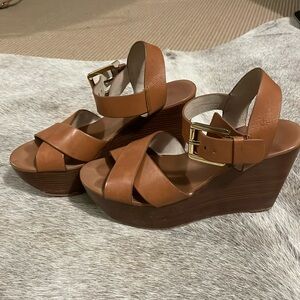 Michael Kors, Peggy Wedge Sandal, brown Leather